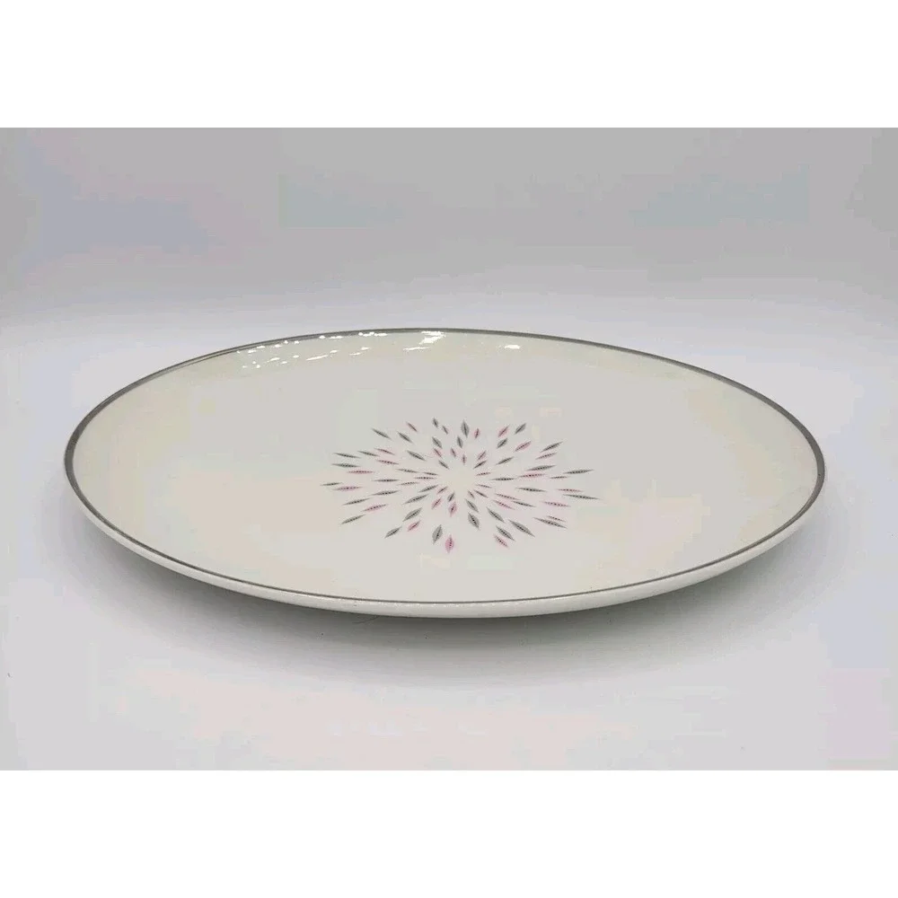 Parisienne By Royal Jackson Oval  Vintage Pink Gray Serving Platter Mcm 11